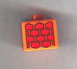Bead, Square with Red Tire Tracks Pattern on Four Sides