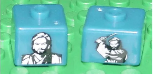 Bead, Square with SW Obi-Wan Kenobi (Young) Pattern