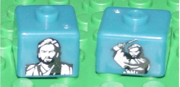 Bead, Square with SW Obi-Wan Kenobi (Young) Pattern