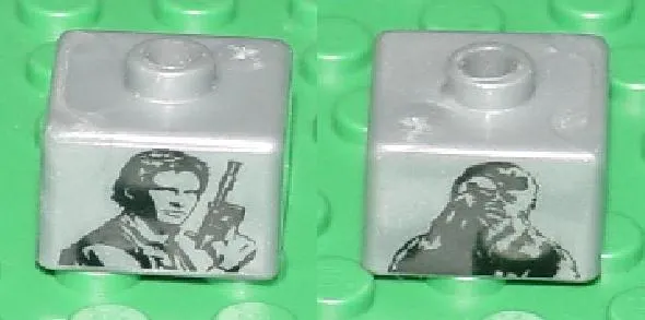 Bead, Square with SW Han Solo & Chewbacca Pattern
