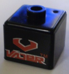 Bead, Square with 'Vader' and 'V' Logo Pattern