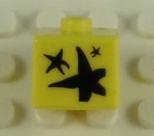 Bead, Square with Black Starfish Pattern