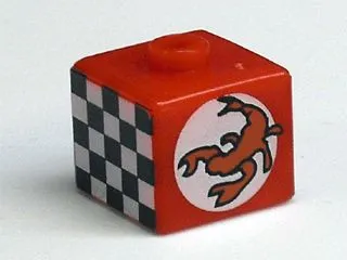 Bead, Square with Scorpion and Checkered Flag Pattern (from P1518)
