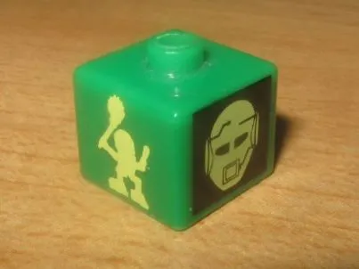 Bead, Square with Bionicle Turaga Matau and Mahiki Pattern (P1703)