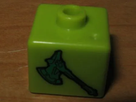 Bead, Square with Bionicle Axe Pattern (P1703)