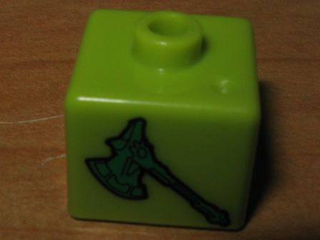 Bead, Square with Bionicle Axe Pattern (P1703)