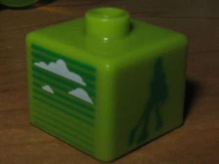 Bead, Square with Bionicle Lewa and Clouds Pattern (P1703)