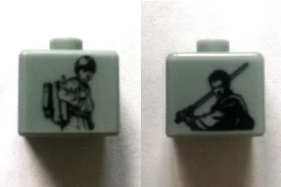 Bead, Square with SW Young Anakin and Jedi Anakin Pattern