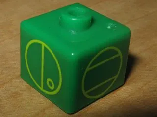 Bead, Square with Matoran Alphabet L, E, W and A Pattern (P1703)