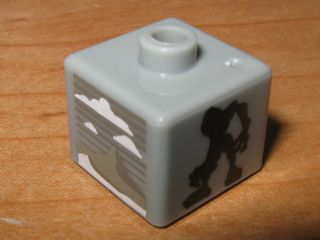 Bead, Square with Bionicle Onua and Clouds Pattern (P1704)