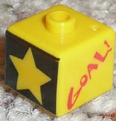 Bead, Square with 'GOAL!', '5' and Star Pattern (P1519)