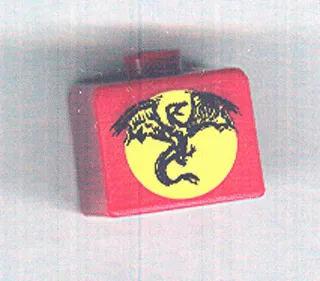 Bead, Square with Black Dragon and Yellow Moon Pattern (P3110)