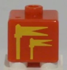 Bead, Square with 2 Yellow Flags on Front and Black Arrow on Back Pattern