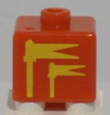 Bead, Square with 2 Yellow Flags on Front and Black Arrow on Back Pattern