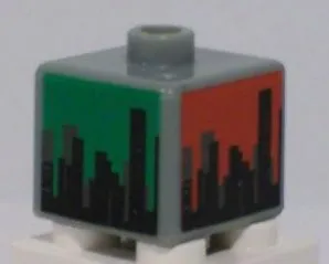 Bead, Square with City Skyline on Blue, Green, Red and Yellow Background Pattern