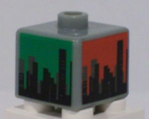 Bead, Square with City Skyline on Blue, Green, Red and Yellow Background Pattern