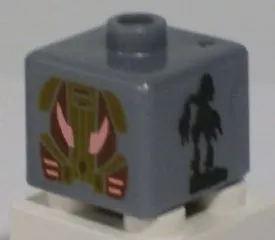 Bead, Square with Bionicle Toa Pohatu and Toa Gali Pattern