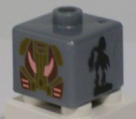 Bead, Square with Bionicle Toa Pohatu and Toa Gali Pattern