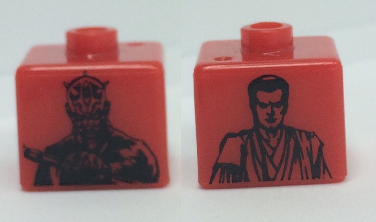 Bead, Square with SW Darth Maul and Obi-Wan Kenobi Pattern