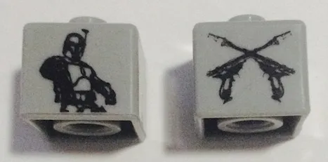 Bead, Square with SW Jango Fett / Crossed Blasters Pattern