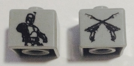 Bead, Square with SW Jango Fett / Crossed Blasters Pattern