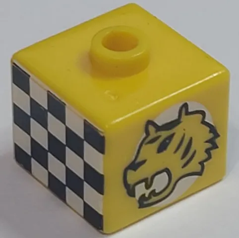 Bead, Square with Tiger and Checkered Flag Pattern (from P1518)