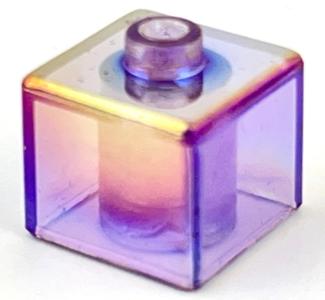 Bead, Square with Iridescent Coating Pattern