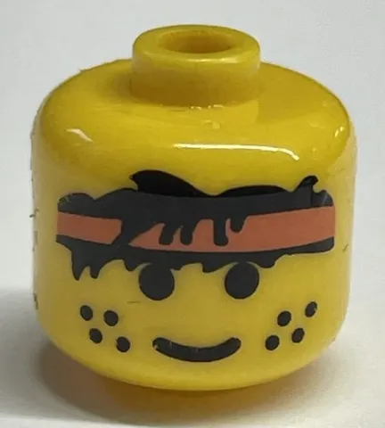 Bead, Cylinder Large with Minifigure Head Pattern, Freckles and Red Headband