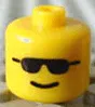 Bead, Cylinder Large with Minifigure Head Pattern, Sunglasses and Classic Smile