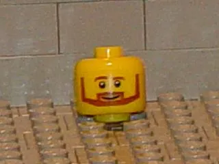 Bead, Cylinder Large with Minifigure Head Pattern, Brown Beard and Eyebrows, White Pupils