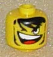 Bead, Cylinder Large with Minifigure Head Pattern, Open Mouth and Teeth, One Closed Eye