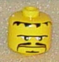 Bead, Cylinder Large with Minifigure Head Pattern, Thin Moustache, Goatee, Connected Eyebrow