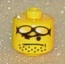 Bead, Cylinder Large with Minifigure Head Pattern, Sunglasses on Forehead, Stubble