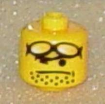 Bead, Cylinder Large with Minifigure Head Pattern, Sunglasses on Forehead, Stubble