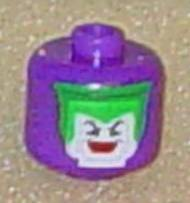 Bead, Cylinder Large with Minifigure Head Pattern, The Joker