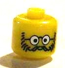Bead, Cylinder Large with Minifigure Head Pattern, Head Glasses with Round Glasses, Beard and Moustache