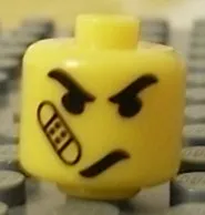 Bead, Cylinder Large with Minifigure Head Pattern, Angry Face with Bandage