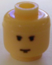 Bead, Cylinder Large with Minifigure Head Pattern, Male SW Brown Eyebrows and Chin Dimple Pattern