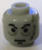 Bead, Cylinder Large with Minifigure Head Pattern, Head Male Scars Gray Left, Black Eyebrows Pattern (Darth Vader original)