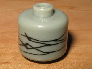 Bead, Cylinder Large with Black Lines Pattern