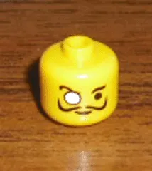 Bead, Cylinder Large with Minifigure Head Pattern, Monocle and Moustache
