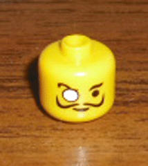 Bead, Cylinder Large with Minifigure Head Pattern, Monocle and Moustache