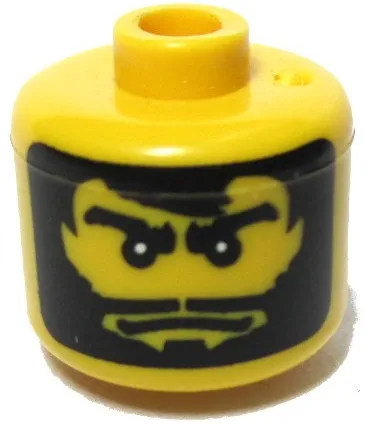 Bead, Cylinder Large with Minifigure Head Pattern, Black Beard and Hair