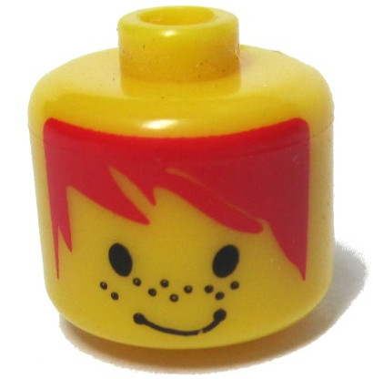 Bead, Cylinder Large with Minifigure Head Pattern, Orange Hair and Freckles