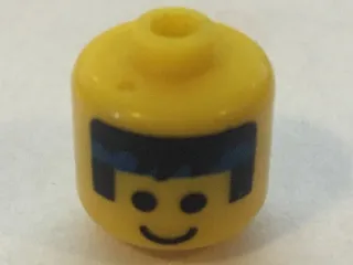 Bead, Cylinder Large with Minifigure Head Pattern, Black Hair and Blue Headband