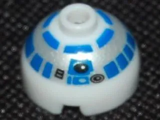 Bead, Round 2 x 2 Dome Top with Silver and Blue Pattern (R2-D2)