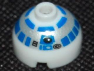 Bead, Round 2 x 2 Dome Top with Silver and Blue Pattern (R2-D2)