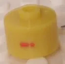 Bead, Cylinder, Flat Edge with Red '!' Pattern