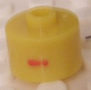 Bead, Cylinder, Flat Edge with Red '!' Pattern