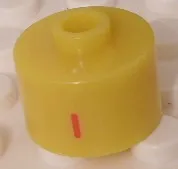 Bead, Cylinder, Flat Edge with Red '-' Pattern